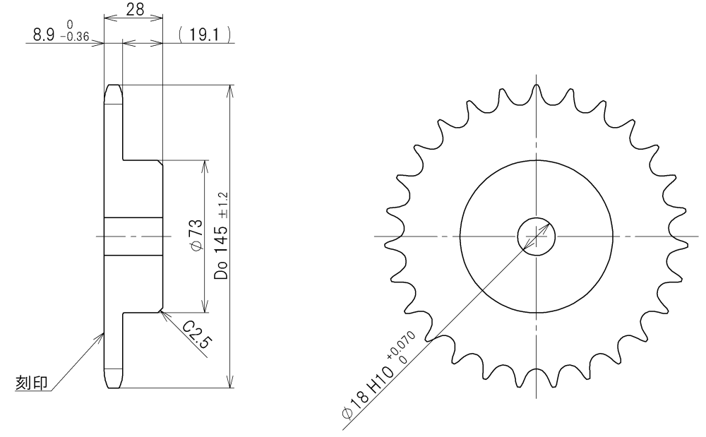 Nhông (Chain Wheel) TSUBAKI RS50-1B27TQ-H030N